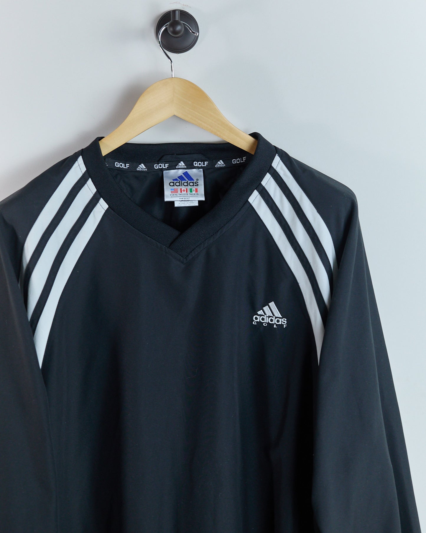 90s Adidas Golf Black/White V Neck Windbreaker (XL)