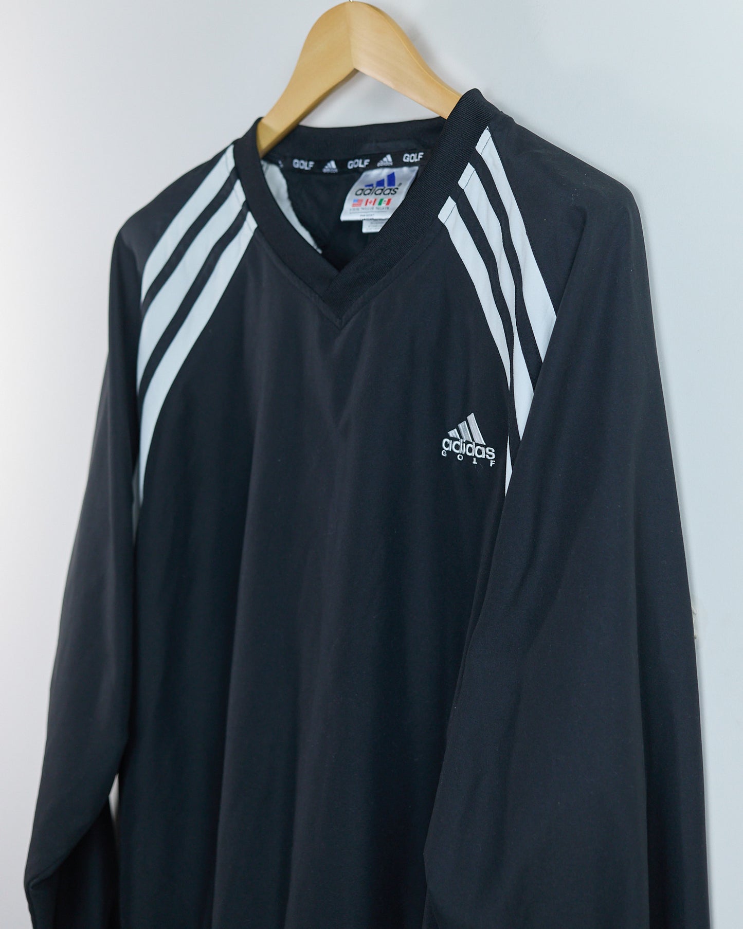 90s Adidas Golf Black/White V Neck Windbreaker (XL)