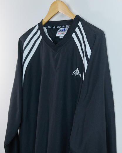 90s Adidas Golf Black/White V Neck Windbreaker (XL)