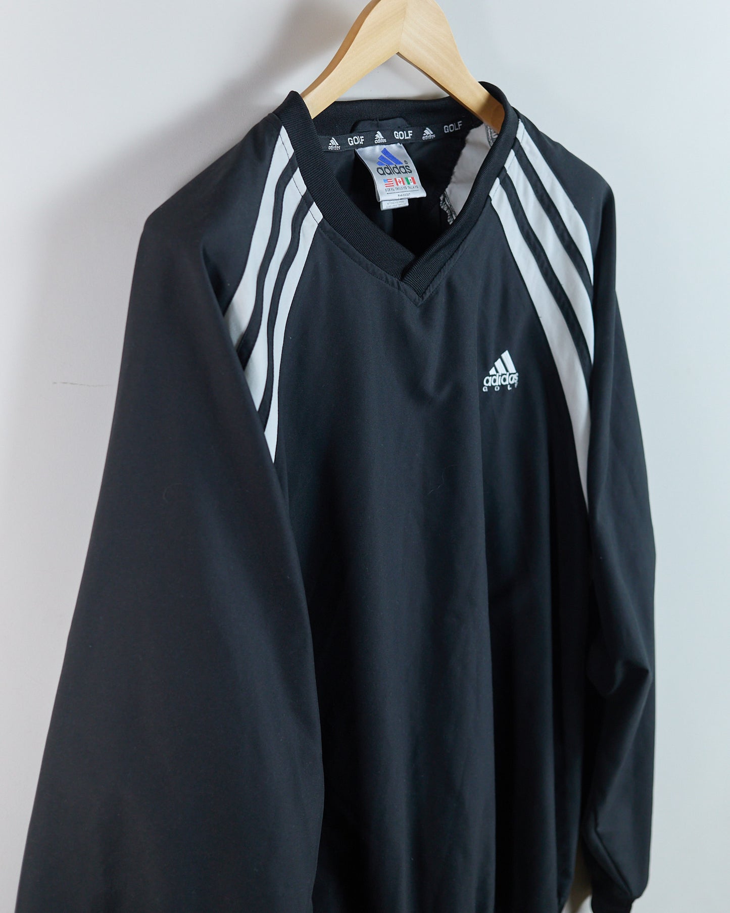90s Adidas Golf Black/White V Neck Windbreaker (XL)