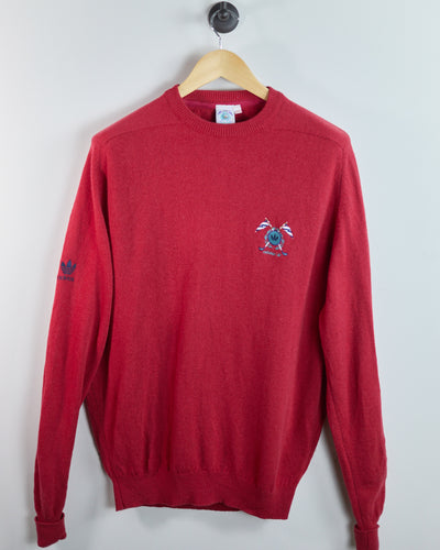 80s to 90s Adidas Golf Red Long Sleeve Crew Neck Jumper (M)