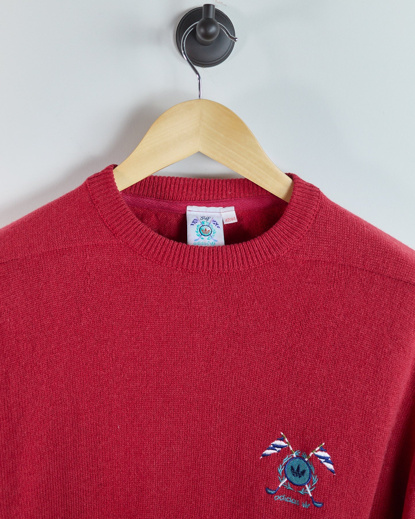 80s to 90s Adidas Golf Red Long Sleeve Crew Neck Jumper (M)