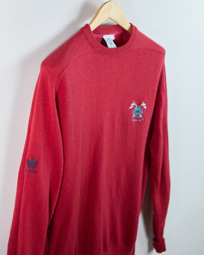 80s to 90s Adidas Golf Red Long Sleeve Crew Neck Jumper (M)