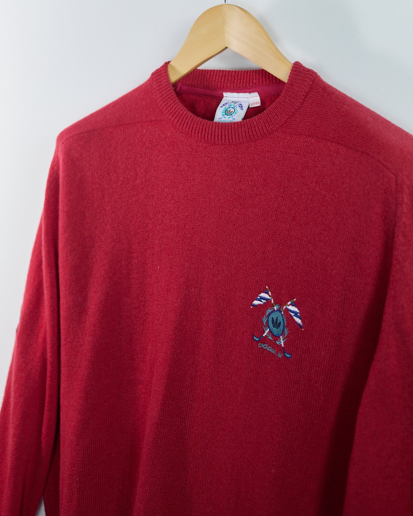 80s to 90s Adidas Golf Red Long Sleeve Crew Neck Jumper (M)