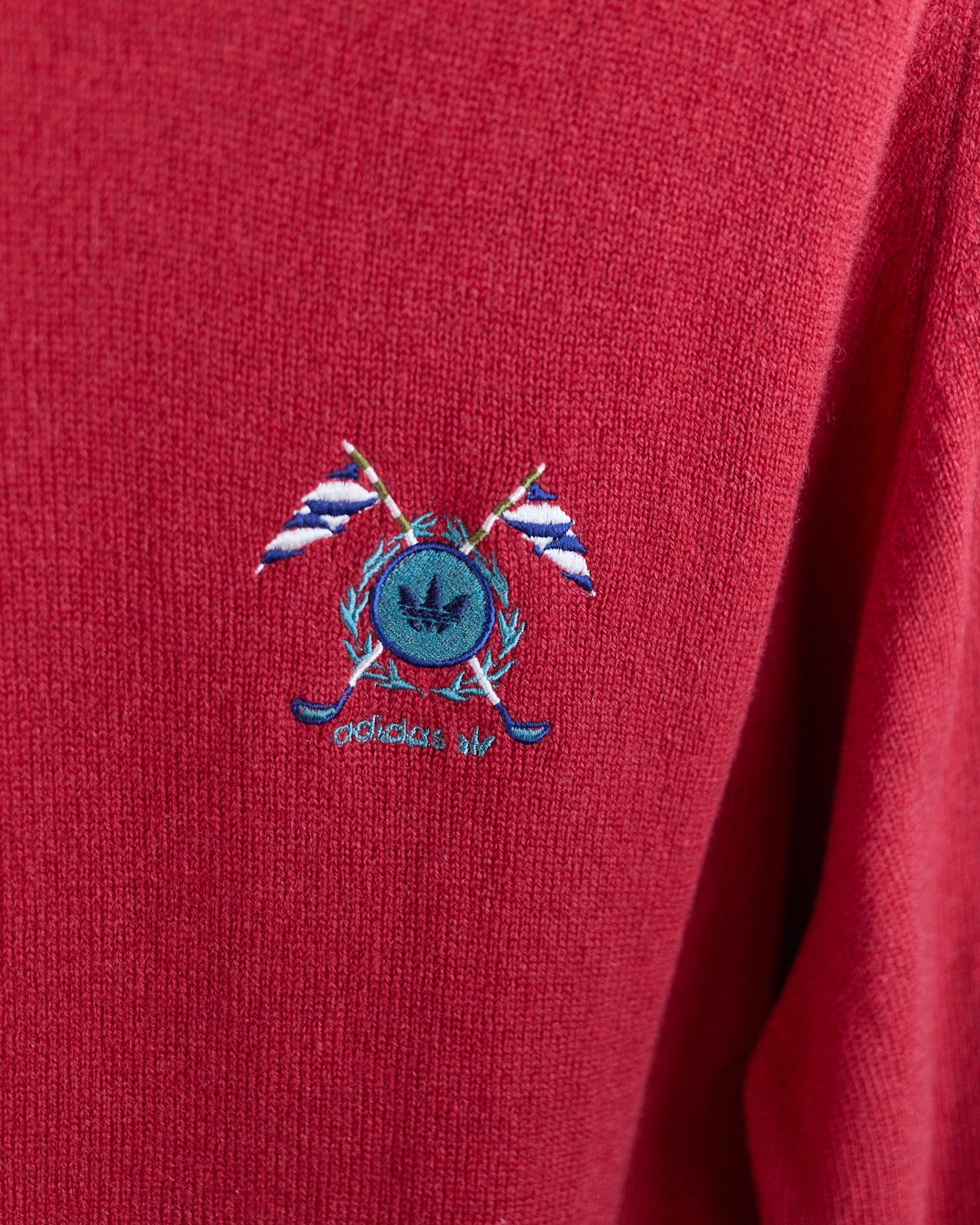 80s to 90s Adidas Golf Red Long Sleeve Crew Neck Jumper (M)
