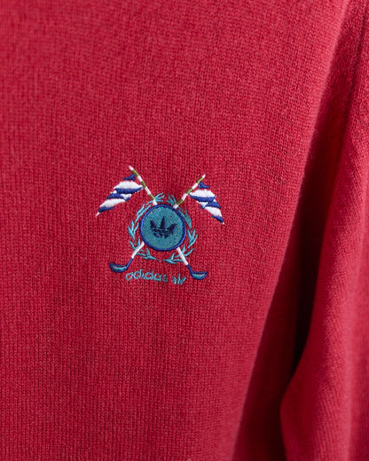 80s to 90s Adidas Golf Red Long Sleeve Crew Neck Jumper (M)