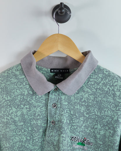 90s Nike Golf Green/Grey Pattern Polo (L)