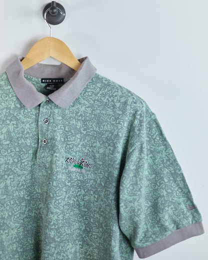 90s Nike Golf Green/Grey Pattern Polo (L)