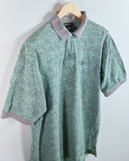 90s Nike Golf Green/Grey Pattern Polo (L)