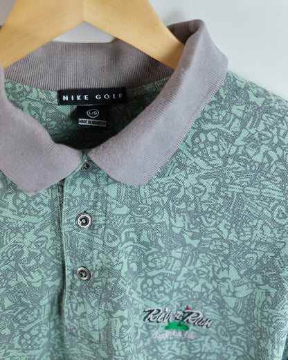 90s Nike Golf Green/Grey Pattern Polo (L)