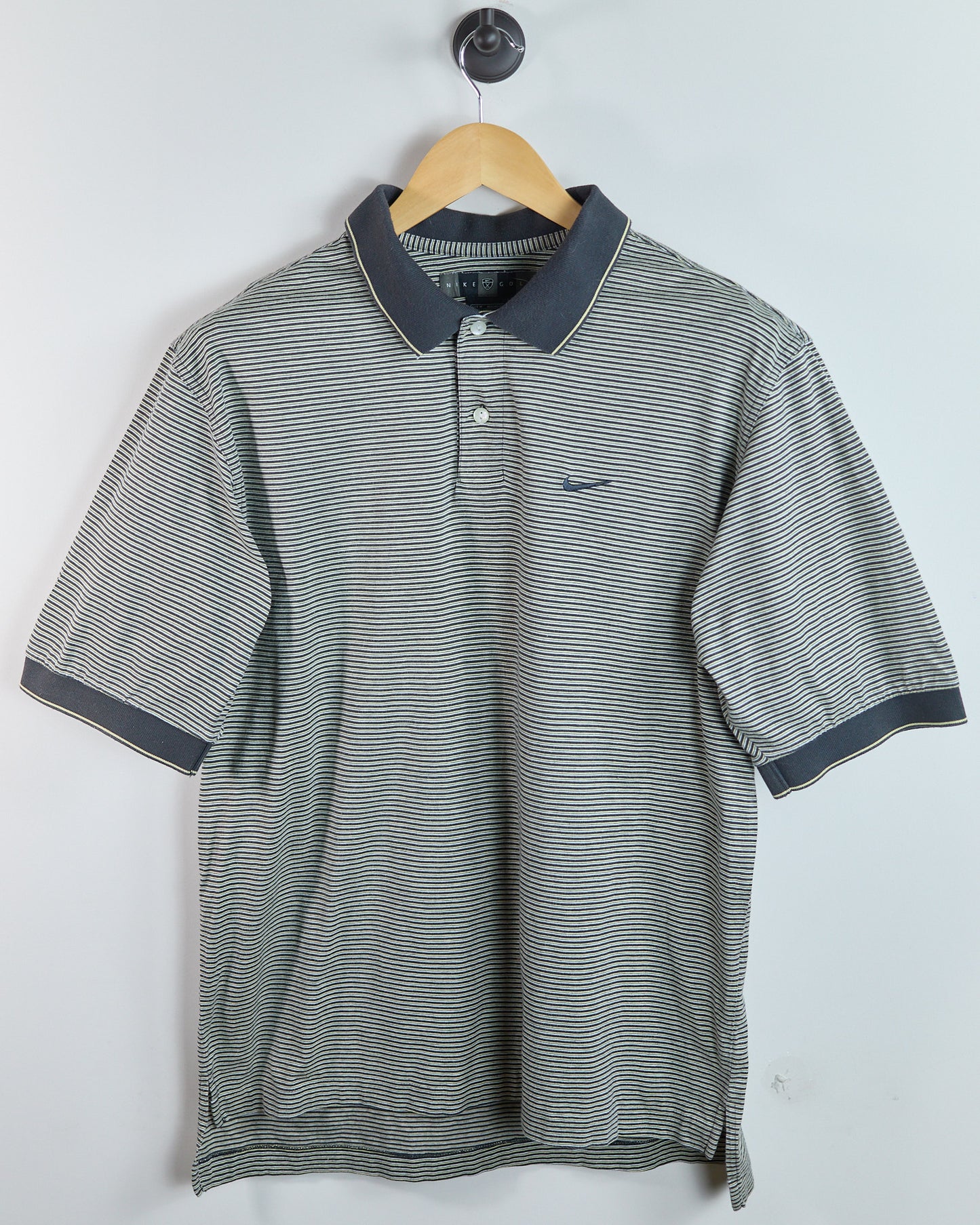 90s Nike Golf Black and White Stripe Polo (M)