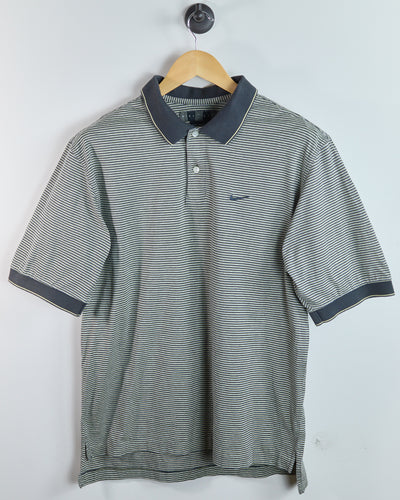 90s Nike Golf Black and White Stripe Polo (M)