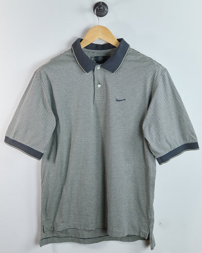 90s Nike Golf Black and White Stripe Polo (M)