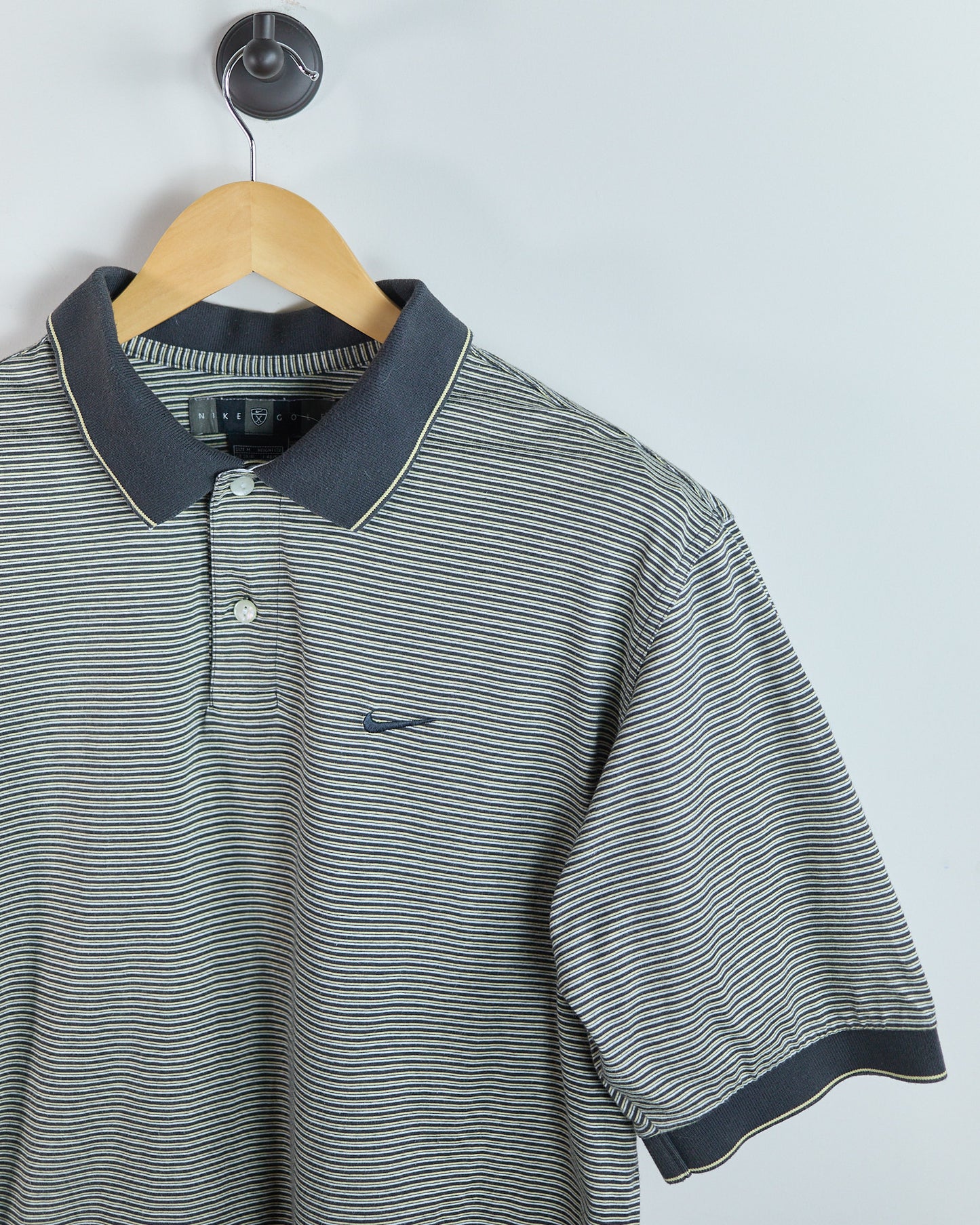 90s Nike Golf Black and White Stripe Polo (M)