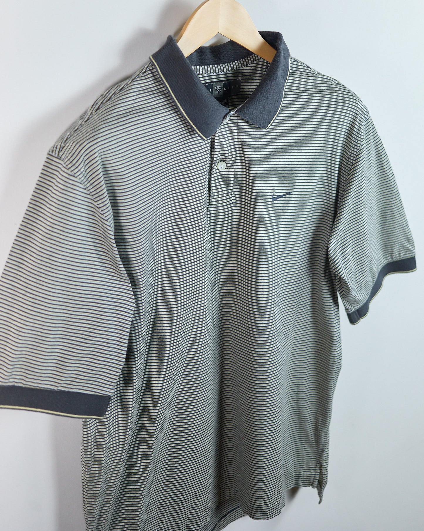 90s Nike Golf Black and White Stripe Polo (M)