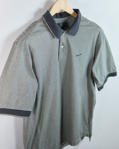 90s Nike Golf Black and White Stripe Polo (M)