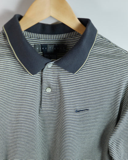 90s Nike Golf Black and White Stripe Polo (M)