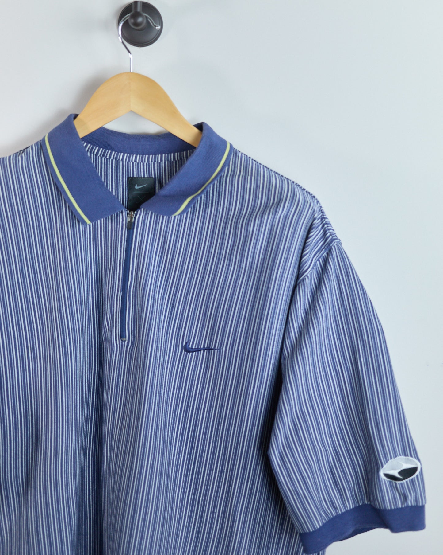 90s Nike Golf Yin Yang logo, Blue/White Zip Up Polo (XL)