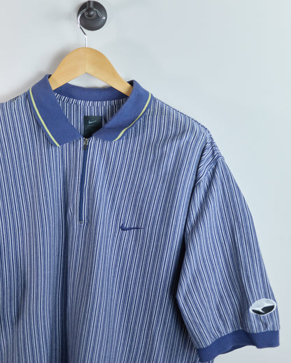 90s Nike Golf Yin Yang logo, Blue/White Zip Up Polo (XL)