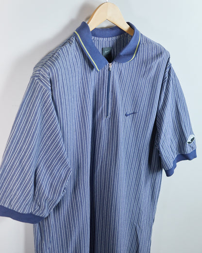 90s Nike Golf Yin Yang logo, Blue/White Zip Up Polo (XL)