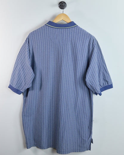 90s Nike Golf Yin Yang logo, Blue/White Zip Up Polo (XL)
