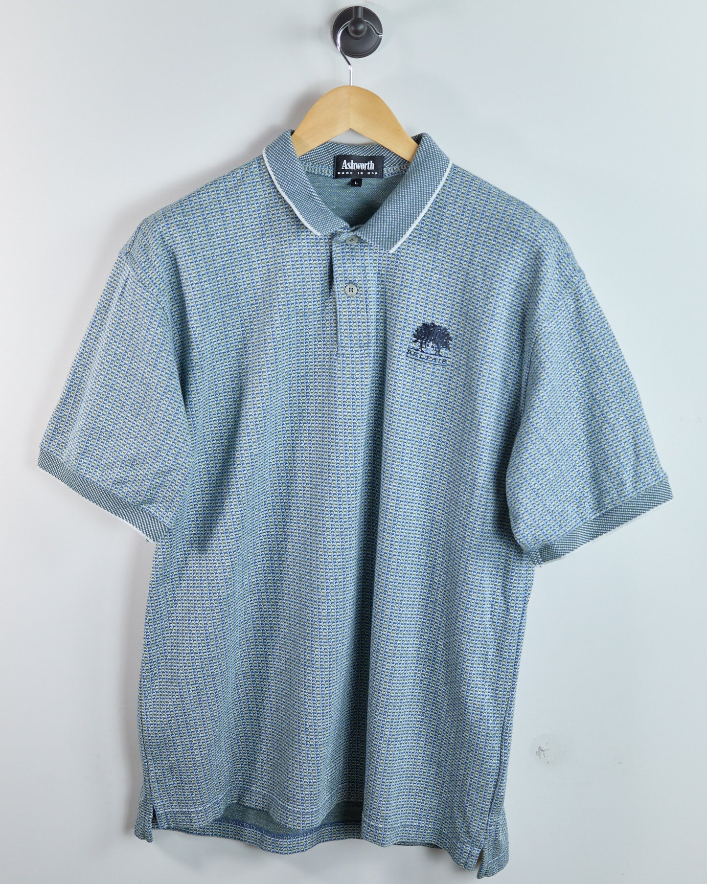 90s Ashworth Blue Pattern Polo (L)