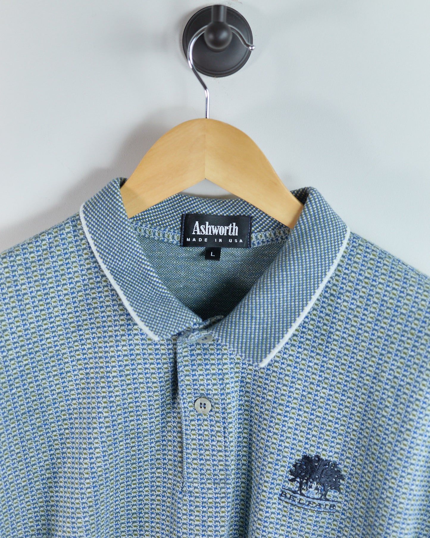 90s Ashworth Blue Pattern Polo (L)