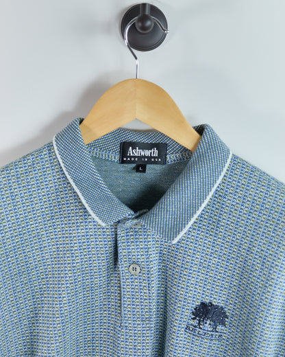 90s Ashworth Blue Pattern Polo (L)