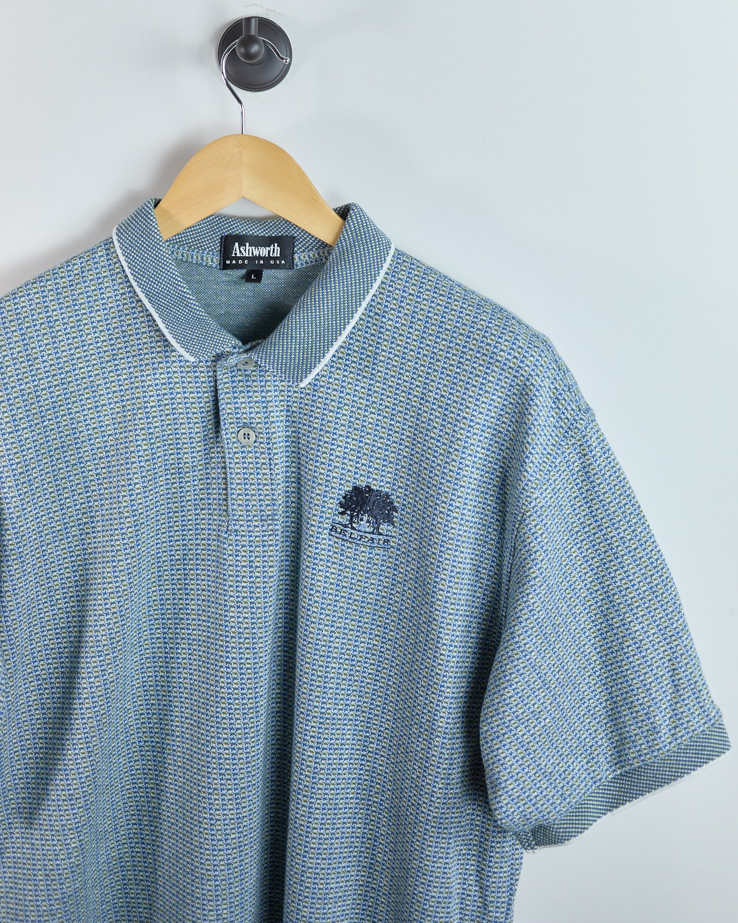 90s Ashworth Blue Pattern Polo (L)