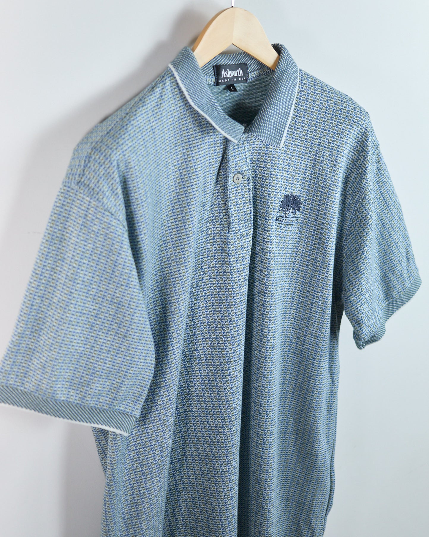 90s Ashworth Blue Pattern Polo (L)
