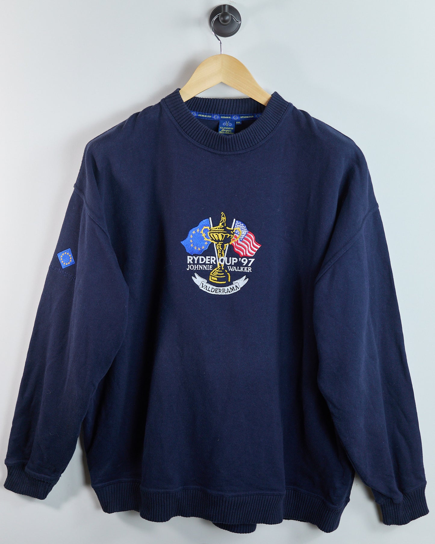 90s Glenmuir Dark Blue Ryder Cup Crew Neck Jumper (XXL)