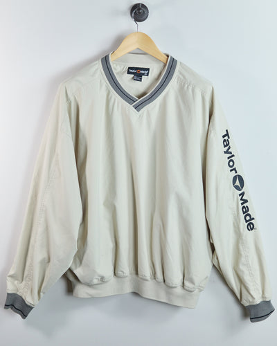 90s TaylorMade Cream V Neck Windbreaker (XL)