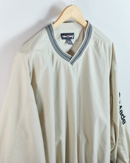 90s TaylorMade Cream V Neck Windbreaker (XL)