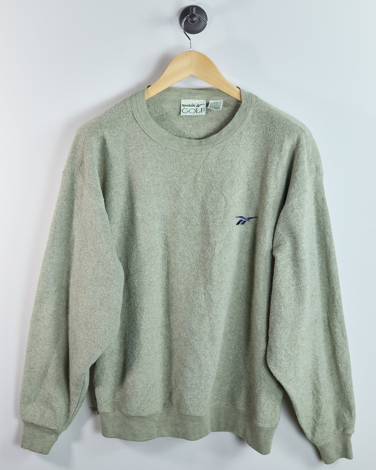 90s Reebok Green V Neck Crew Neck Jumper (L)