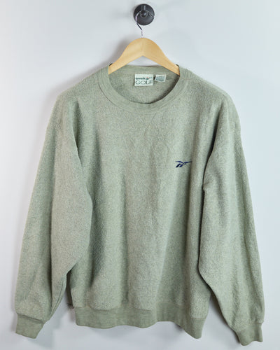 90s Reebok Green V Neck Crew Neck Jumper (L)