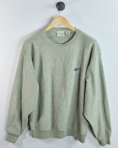 90s Reebok Green V Neck Crew Neck Jumper (L)