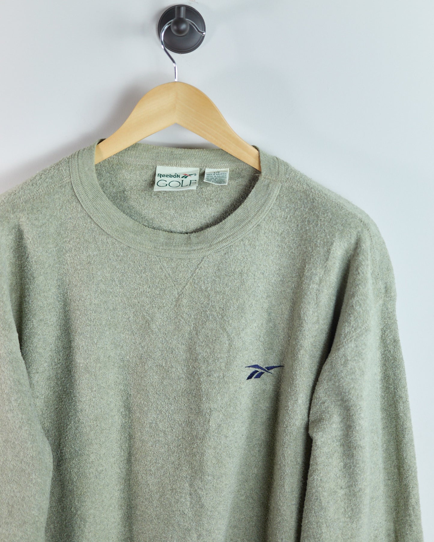 90s Reebok Green V Neck Crew Neck Jumper (L)