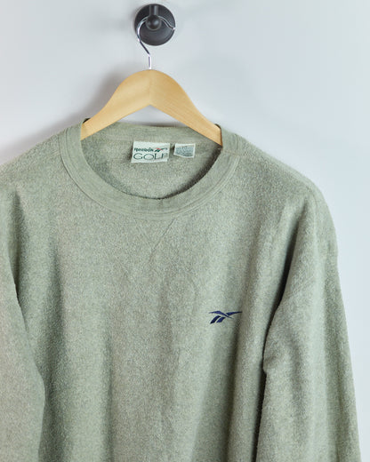 90s Reebok Green V Neck Crew Neck Jumper (L)