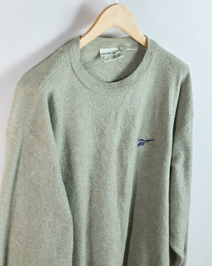 90s Reebok Green V Neck Crew Neck Jumper (L)