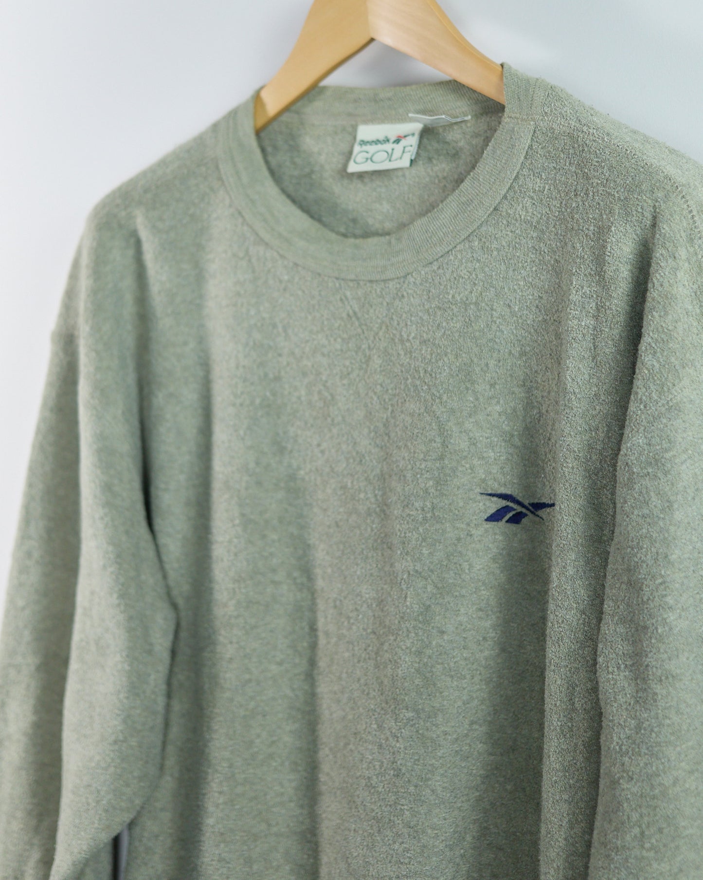 90s Reebok Green V Neck Crew Neck Jumper (L)
