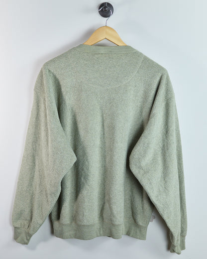 90s Reebok Green V Neck Crew Neck Jumper (L)