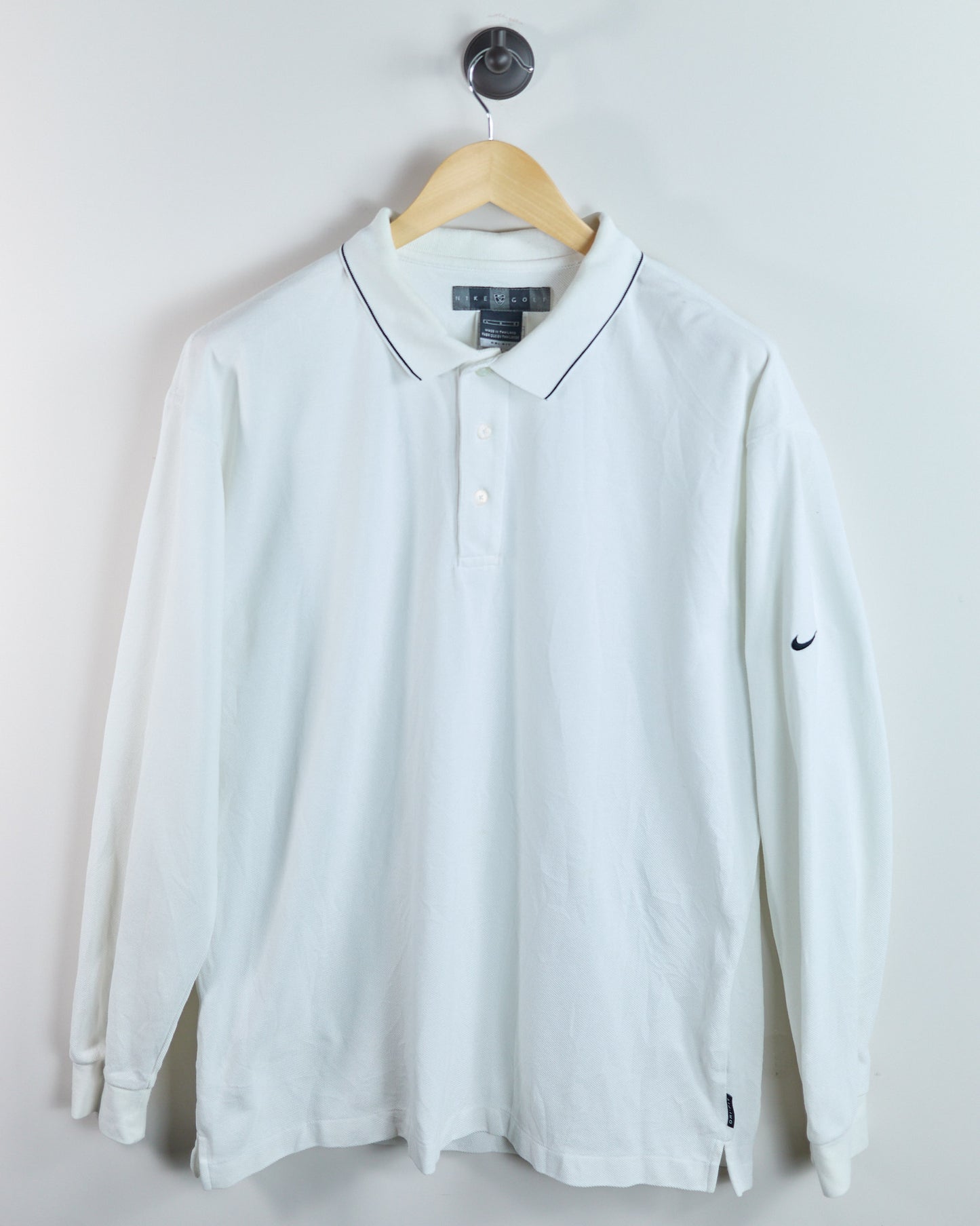 90s Nike Golf White Long Sleeve Polo (L)