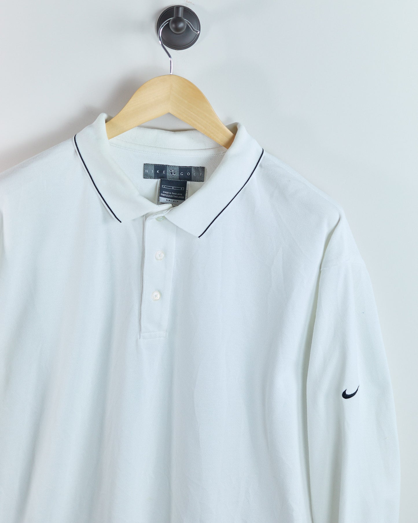 90s Nike Golf White Long Sleeve Polo (L)