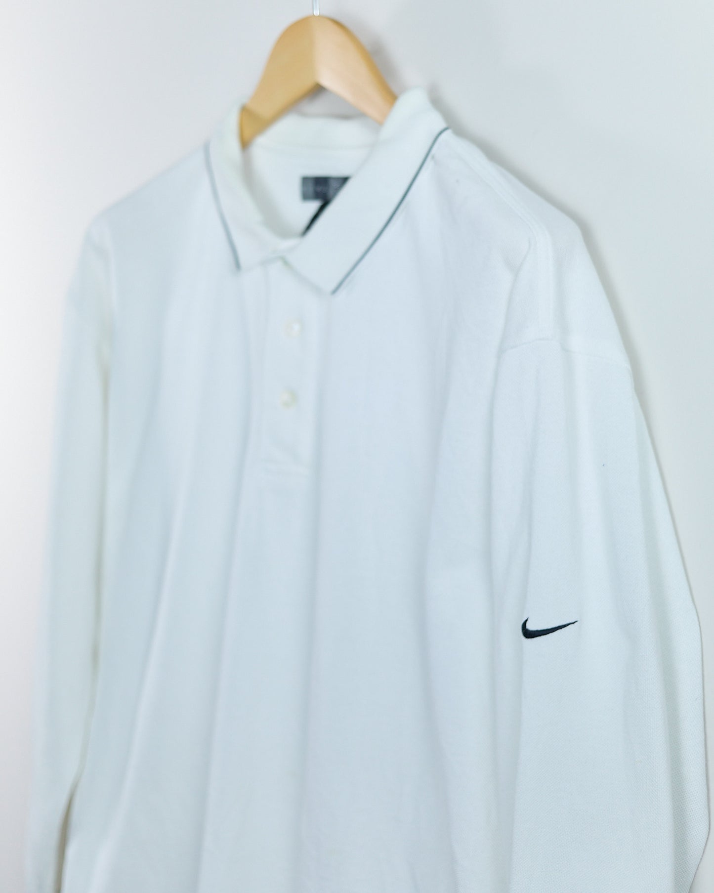 90s Nike Golf White Long Sleeve Polo (L)