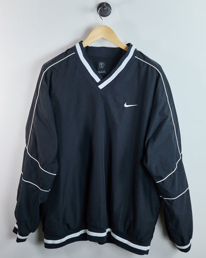 Late 80s to early 90s Nike Golf Black/White V Neck Windbreaker (XL)
