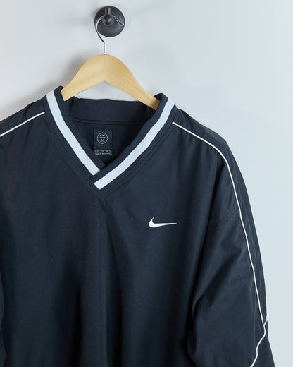 Late 80s to early 90s Nike Golf Black/White V Neck Windbreaker (XL)