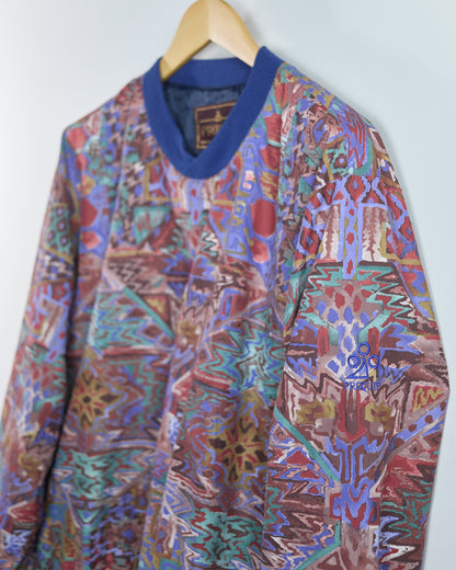 80s to 90s Proquip Multicolour Abstract Pattern Crew Neck Windbreaker (L)