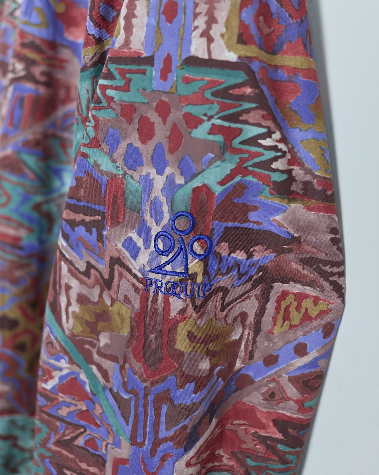 80s to 90s Proquip Multicolour Abstract Pattern Crew Neck Windbreaker (L)