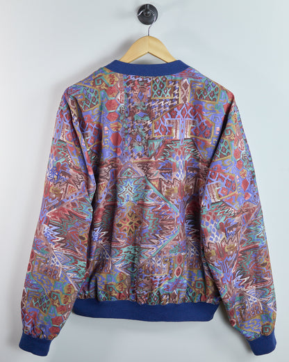 80s to 90s Proquip Multicolour Abstract Pattern Crew Neck Windbreaker (L)