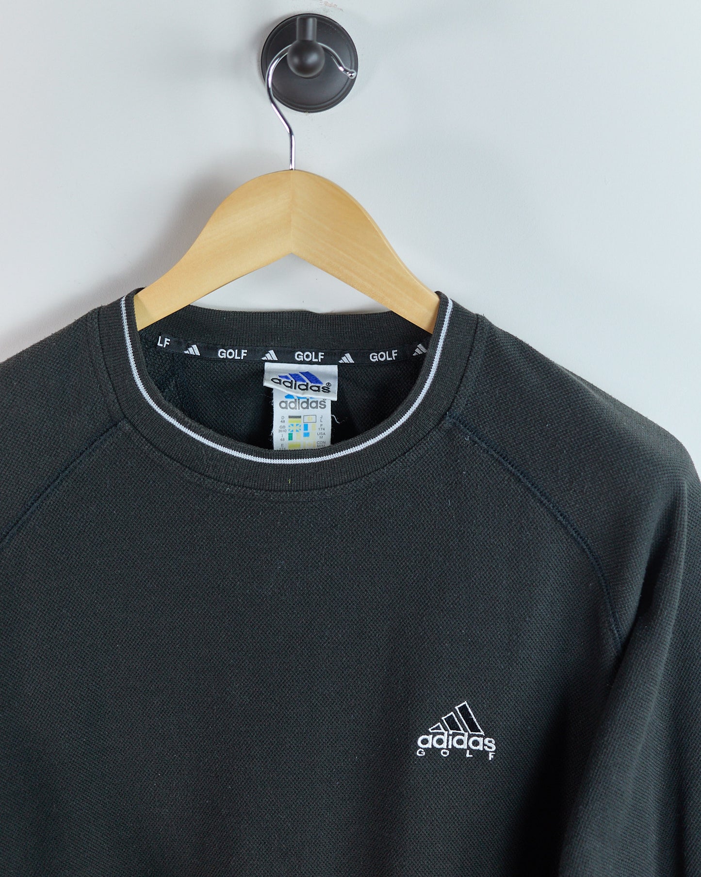 90s Adidas Golf Black Crew Neck Jumper (M)